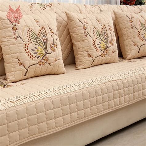 Pastoral Style Luxury Butterfly Embroidery 100 Cotton Quilted Sofa