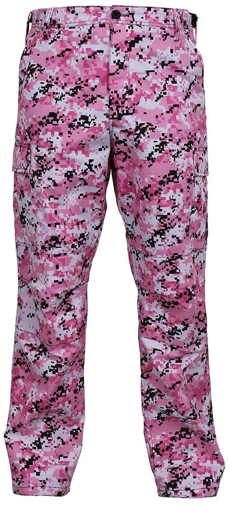 Red Or Pink Digital Camouflage Bdu Pants Reinforced Military Style