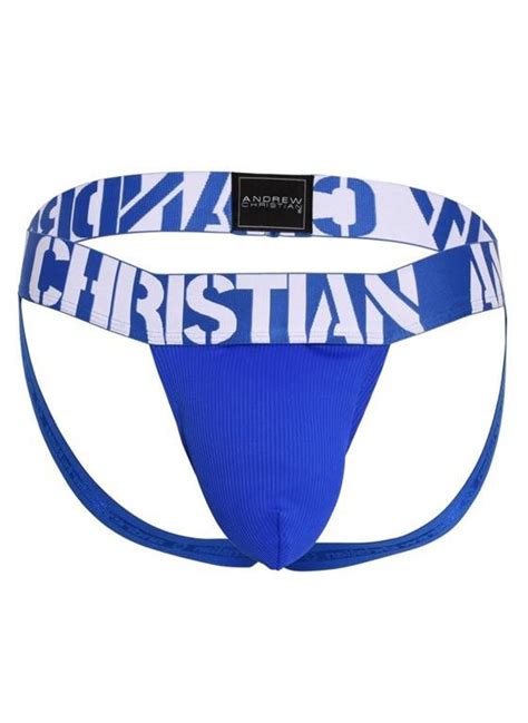 Jockstrap M Ski Andrew Christian Almost Naked Power Rib Jock Blue