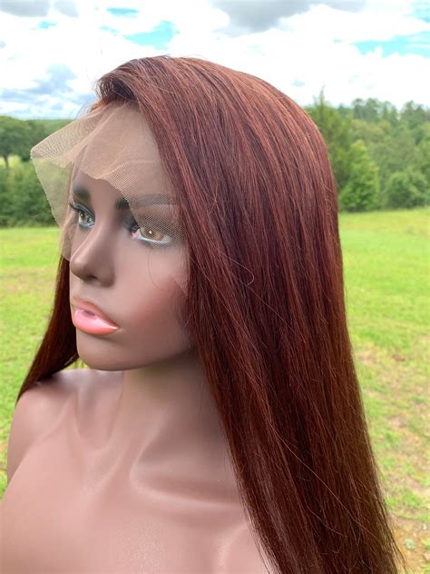 Dark Auburn Lace Front Wig Copper Hair Red Hair Wigs Human Etsy