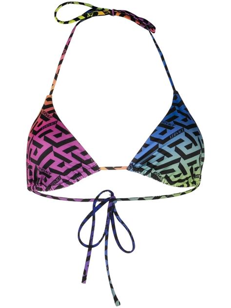 Versace Monogram Triangle Bikini Top Pink Farfetch