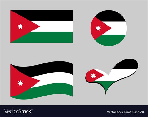 Jordanian Flag Of Jordan In Heart Shape Royalty Free Vector