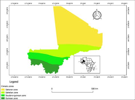 Map Of The Republic Of Mali Showing The Different Climatic Zones