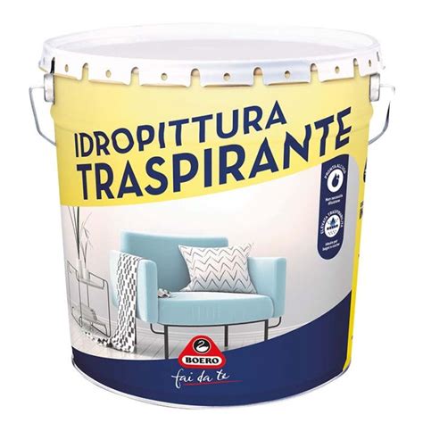 Idropittura traspirante bianca elevata traspirabilità resa 9 m² lt 14 lt