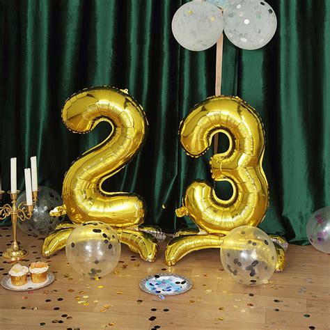 Buy 27" Shiny Gold Self Standing Number Balloons, Helium Foil Mylar ...