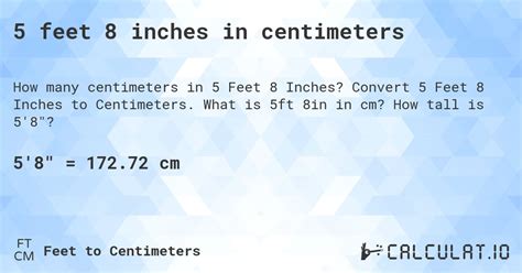 5 feet 8 inches in centimeters - Calculatio