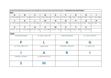 Expanding Triple Brackets Codebreaker | Teaching Resources 