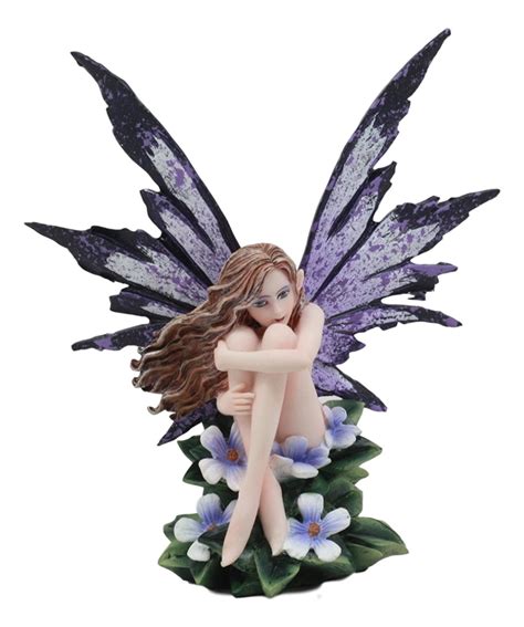 Ebros Amy Brown Whimsical Luna Periwinkle Flower Nude Garden Fairy Figurine Fae Magic Purple