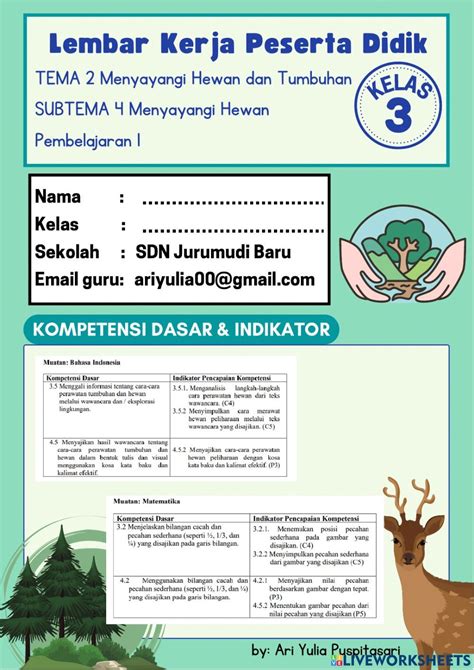 Lkpd Kelas 2 Tema 3 Subtema 4 Pb 1 Worksheet NBKomputer