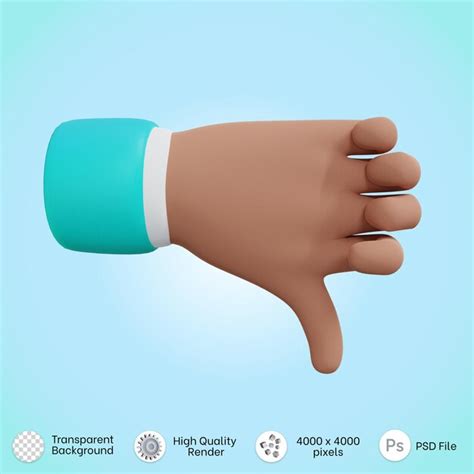 Premium Psd Hand Posing Thumb Down Icon In D Rendering