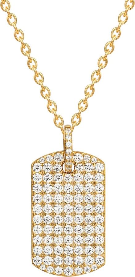 Seol Gold Ct Gold Vermeil Cz Tag Pendant Shopstyle Necklaces