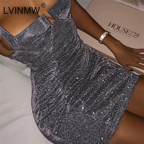 Lvinmw Sexy Reflective Bodycon Dress 2019 Summer Women Spaghetti Strap