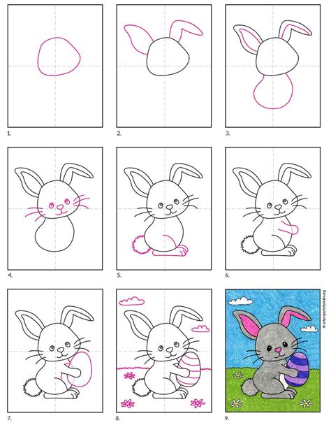 Easy How to Draw the Easter Bunny Tutorial Video and Easter Bunny ...