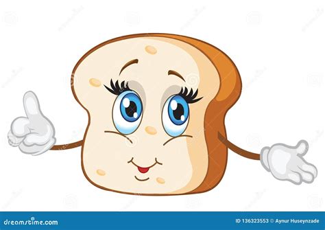 Cute Slice Of Bread Character Vector Illustration Stock Vector