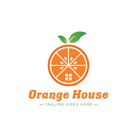 Vector illustration of modern orange house logo, fresh orange slice ...