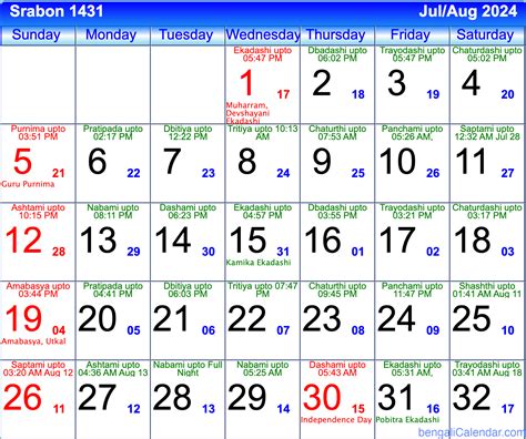 Download Bengali Calendar 1431 1430 1429 1428 1427 2022 Download