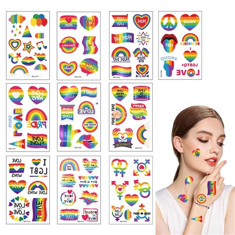 Sheets Pride Tattoos Rainbow Temporary Stickers For Men Women Temp Body Face Decals Lgbt Gay