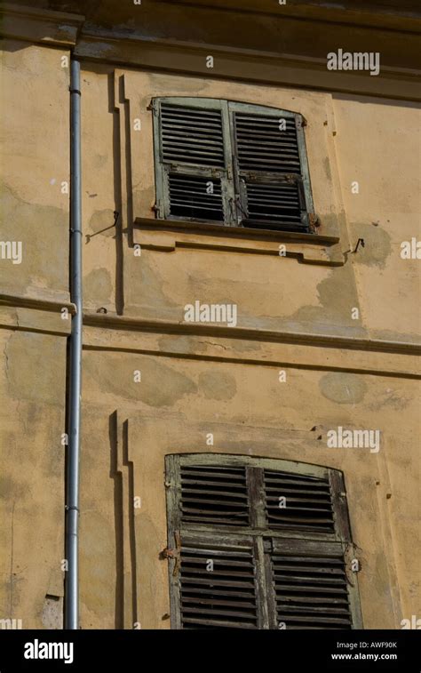 Old Rustic French Shuttered Windows Stock Photo Alamy