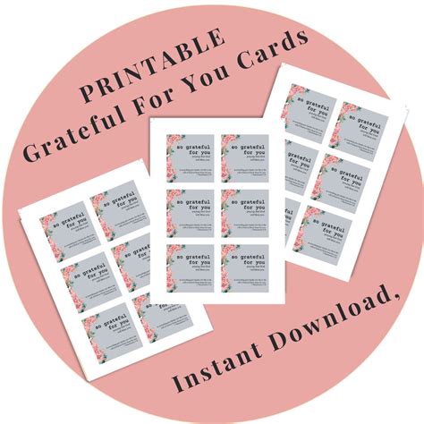 Grateful for You Printable Cards, Print at Home, Christian Gift ...