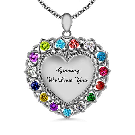 Lovely Heart Necklace Engraved With Birthstone