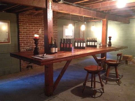 Great Basement Bar That Incorporates Two Support Posts Exposed Brick