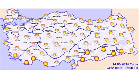 14 Haziran 2024 Cuma Türkiye geneli hava durumu nasıl olacak Rüzgar ve