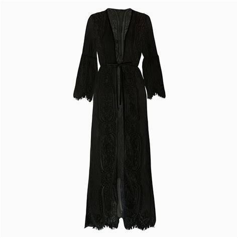 Eyelash Lace Half Sleeve Tie Front Maxi Cover Up Black