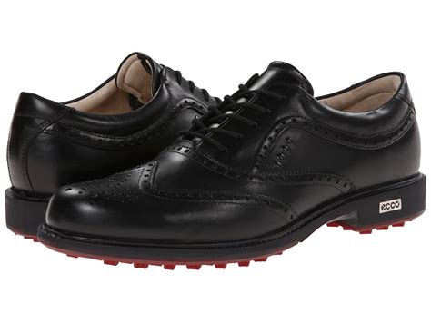 ECCO Men's Tour Hybrid Wingtip Golf Shoes Black/Brick