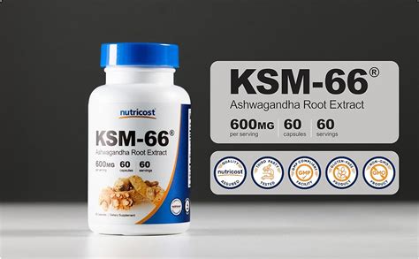 Nutricost Ksm 66 Ashwagandha Root Extract 600mg 60 Veggie Caps 5 Withanolides