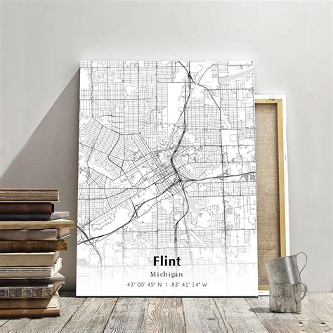 Map of Flint Digital File, Modern City Map, Flint Printable Map, Flint Map Printable Poster ...