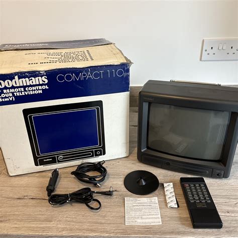 Rare Boxed Goodmans Compact Colour Tv With Remote Retro