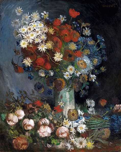 Flores Do Campo E Rosas 1887 De Vincent Van Gogh Tela Para Quadro