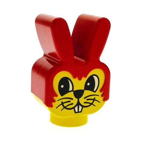 1x Lego Duplo Primo Baby Tier Kopf Hase Gelb Rot Bau Stein Dupbunnyhead