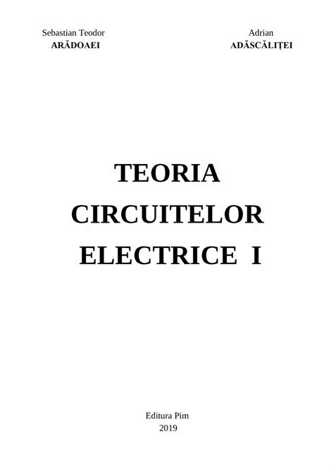 Pdf Teoria Circuitelor Electrice I Elemente De