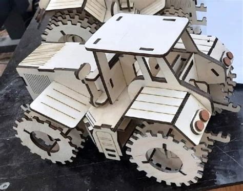 Laser Cut 3d Wooden Puzzle Tractor Toy Model Cdr File Vectors File