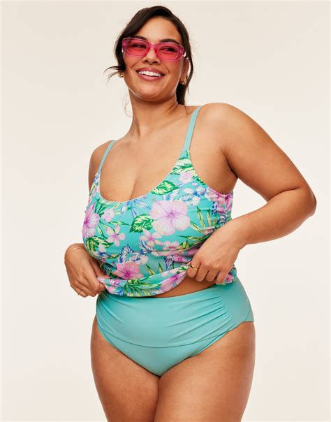 Marseille Tropical Blue Plus Tankini Bikini And High Waisted Adore Me