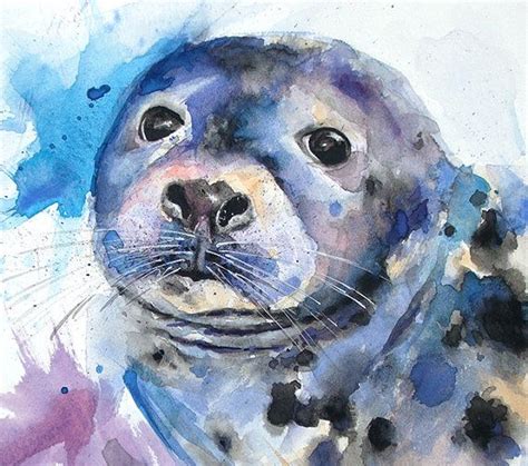 Harbor Seal Watercolor Painting Art Print By Eric Sweet Etsy Sea