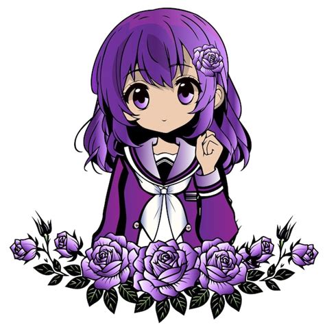 Premium Vector Cute Anime Girl With Purple Hair And Roses Vector