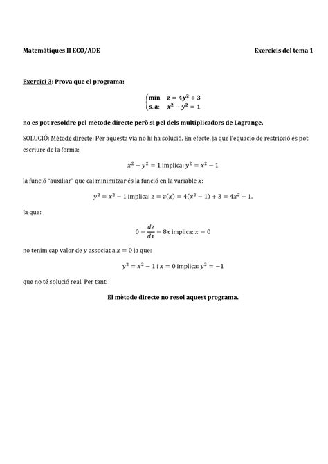 Exercicis 3 4 i 5 Tema 1 apuntes Matemàtiques II ECO ADE Exercicis