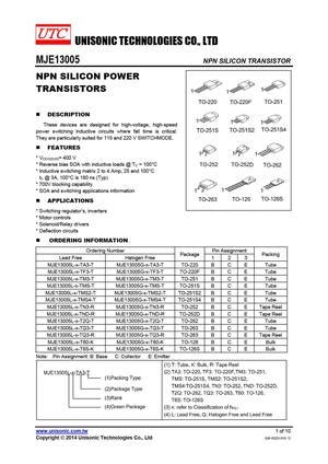 MJE13006 Datasheet, Equivalent, Cross Reference Search. Transistor Catalog