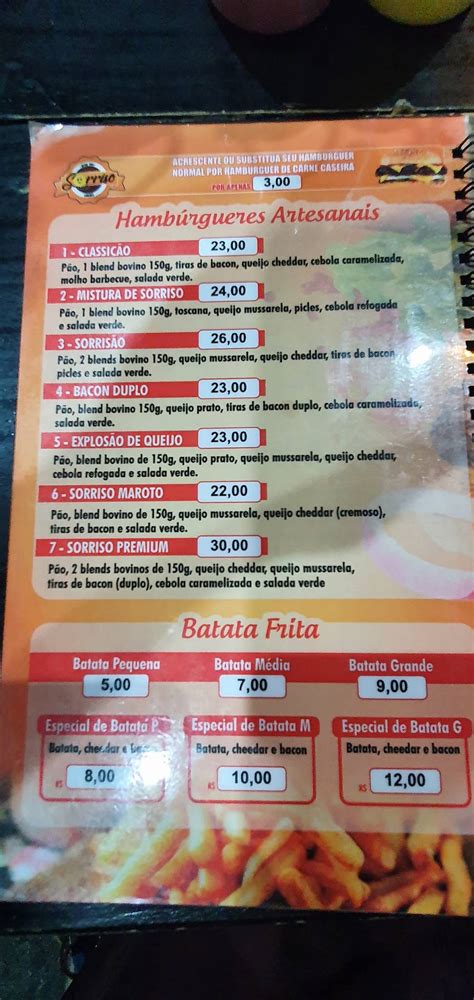 Menu Em Sorriso Lanches Socorro Pub Bar Aracaju