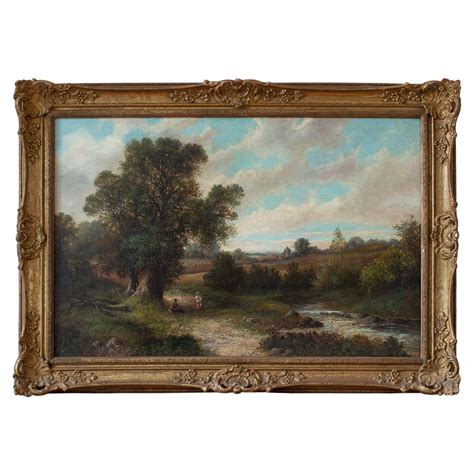 R Percy, British School Landscape With Stream, Track & Distant Church ...