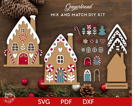 Gingerbread House Diy Kit Svg Christmas Gingerbread House Mix And