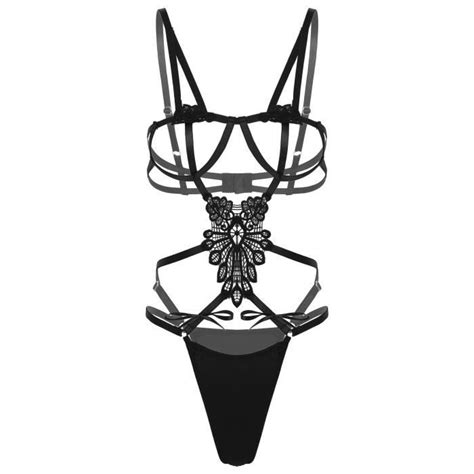 Freebily Une Pièce Body String Femme Érotique Lingerie Vêtements de Nuit Sous Vêtements