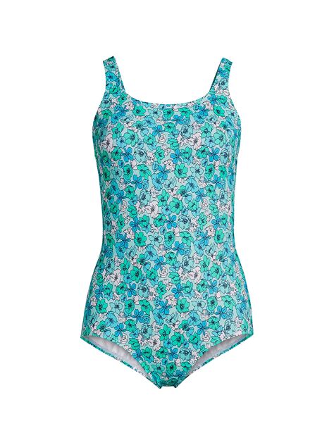 ランズエンド レディース 上下セット 水着 Women s Chlorine Resistant Scoop Neck High Leg