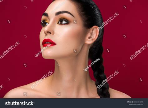 Beautiful Naked Brunette Girl Looking Isolated Stock Photo Edit Now 1192304071