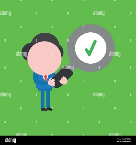 Vector Illustration Concept Of Businessman Character Holding Magnifying