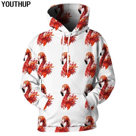 Youthup 2019 Male 3d Hoodies Women 3d Sweatshirts Flamingo Print Long Sleeve Hooded Hoodies