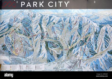 Park city mountain resort sky slopes map. Park City, Utah, USA Stock ...