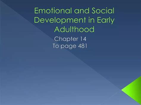 Ppt Emotional And Social Development In Early Adulthood Powerpoint